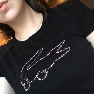 Black Lacotse bejeweled t shirt